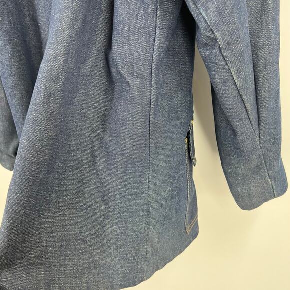 Vintage Key Imperial Wool Lined Denim Winter Heavy Coat Buttoned Men's XL - Picture 9 of 11